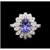 Image 1 : 1.76ct Tanzanite and Diamond Ring - 14KT White Gold