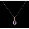 Image 1 : 13.08ct Amethyst and Diamond Pendant With Chain - 14KT Rose Gold