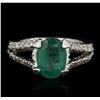 Image 1 : 14KT White Gold 1.80ct Emerald and Diamond Ring
