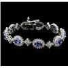 Image 2 : 14KT White Gold 13.14ctw Tanzanite and Diamond Bracelet