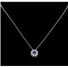 Image 1 : 1.20ctw Blue and White Sapphire Pendant With Chain - 14KT White Gold