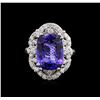 Image 1 : 7.47ct Tanzanite and Diamond Ring - 14KT White Gold