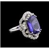 Image 2 : 7.47ct Tanzanite and Diamond Ring - 14KT White Gold