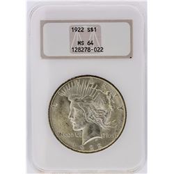 1922 NGC MS64 Peace Silver Dollar