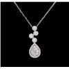 Image 2 : 1.11ctw Diamond Pendant With Chain - 14KT White Gold