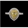 Image 1 : 1.08ctw Yellow Diamond Ring - 14KT White Gold