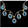 Image 2 : 34.97ctw Blue Zircon, Sapphire and Diamond Necklace - 14KT White Gold