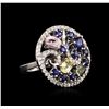 Image 2 : 14KT White Gold 3.18ctw Sapphire and Diamond Ring