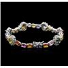 Image 2 : 14KT White Gold 18.15ctw Multicolor Sapphire and Diamond Bracelet