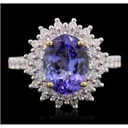 14KT Two-Tone Gold 3.28ct Tanzanite and Diamond Ring