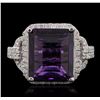 Image 1 : 14KT White Gold 5.07ct Amethyst and Diamond Ring
