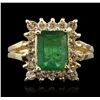 Image 1 : 14KT Yellow Gold 1.94ct Emerald and Diamond Ring