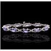 Image 1 : 14KT White Gold 5.55ctw Tanzanite and Diamond Bracelet