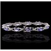 Image 2 : 14KT White Gold 5.55ctw Tanzanite and Diamond Bracelet