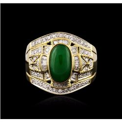 14KT Yellow Gold 2.00ct Jade and Diamond Ring