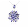 Image 2 : 14KT White Gold 28.87ctw Tanzanite and Diamond Pendant With Chain