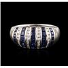 Image 1 : 14KT White Gold 1.43ctw Sapphire and Diamond Ring