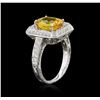 Image 3 : 18KT White Gold GIA Certified 3.74ct Yellow Sapphire and Diamond Ring