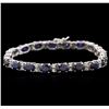 Image 1 : 14KT White Gold 19.76ctw Sapphire and Diamond Bracelet