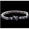 Image 2 : 14KT White Gold 19.76ctw Sapphire and Diamond Bracelet