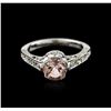 Image 1 : 14KT White Gold 1.13ct Morganite and Diamond Ring
