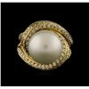 Image 1 : 12.5mm Freshwater Pearl and Diamond Ring - 14KT Yellow Gold