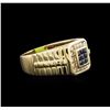 Image 2 : 0.50ctw Blue Sapphire and Diamond Ring - 14KT Yellow Gold