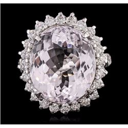14KT White Gold 24.09ct Kunzite and Diamond Ring