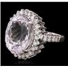 Image 2 : 14KT White Gold 24.09ct Kunzite and Diamond Ring