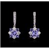 Image 1 : 14KT White Gold 1.98ctw Tanzanite, Sapphire and Diamond Earrings