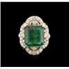 Image 1 : 14KT Yellow Gold 9.30ct Emerald and Diamond Ring