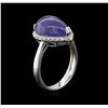 Image 3 : 6.32ct Tanzanite and Diamond Ring - 14KT White Gold