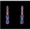 Image 1 : 14KT White Gold 7.60ctw Tanzanite, Sapphire and Diamond Earrings