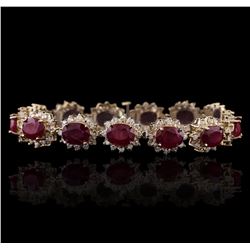 14KT Yellow Gold 27.95ctw Ruby and Diamond Bracelet