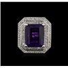 Image 1 : 14KT White Gold 11.14ct Amethyst and Diamond Ring