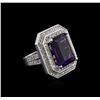 Image 2 : 14KT White Gold 11.14ct Amethyst and Diamond Ring