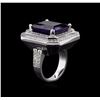 Image 3 : 14KT White Gold 11.14ct Amethyst and Diamond Ring
