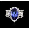 Image 1 : 18KT White Gold 3.66ct Tanzanite and Diamond Ring