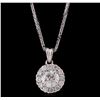 Image 1 : 14KT White Gold 0.93ctw Diamond Pendant With Chain