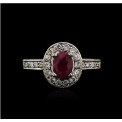 14KT White Gold 0.80ct Ruby and Diamond Ring