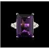Image 1 : 10.73ct Amethyst and Diamond Ring - 14KT White Gold