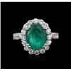 Image 1 : 14KT White Gold 3.45ct Emerald and Diamond Ring