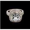 Image 1 : 4.15ct Aquamarine and Diamond Ring - 14KT White Gold