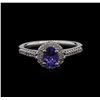 Image 1 : 0.80ct Tanzanite and Diamond Ring -14KT White Gold
