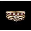 Image 1 : 14KT Yellow Gold 1.08ctw Diamond and Ruby Ring