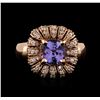 Image 1 : 14KT Rose Gold 1.68ct Tanzanite and Diamond Ring