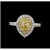 Image 1 : 1.10ctw Yellow Diamond Ring - 14KT White Gold