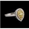 Image 2 : 1.10ctw Yellow Diamond Ring - 14KT White Gold