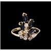 Image 1 : 14KT Yellow Gold 1.00ctw Sapphire and Diamond Ring