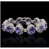 Image 1 : 14KT White Gold 24.72ctw Tanzanite and Diamond Bracelet